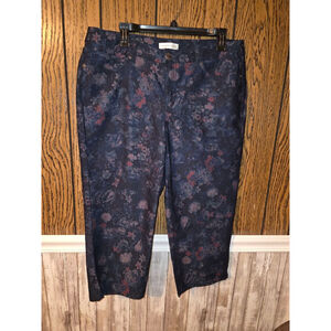 Women's Christopher & Banks Navy Floral Capri Pants Size 12